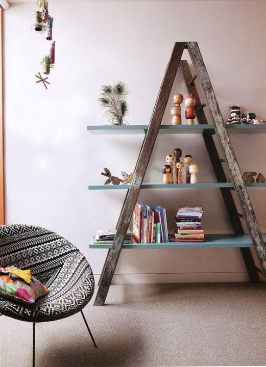 echelle_bois_etagere_diy_decoration_maison