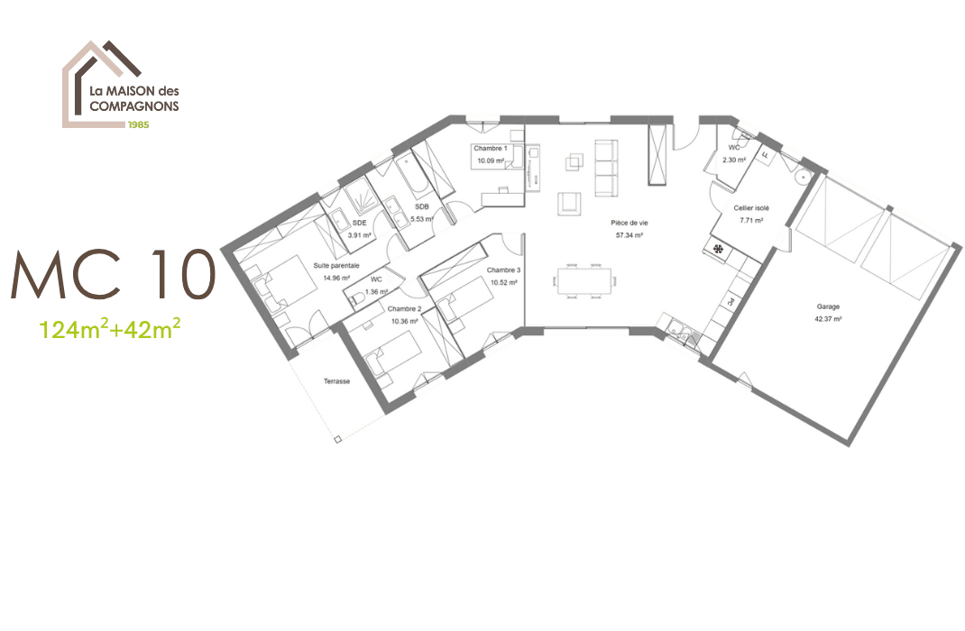 MC10 (2) - maison en v - modele maison - plan maison - construction maison - maison plain pied - maison plain pied moderne - maison clé en main - maison modele prix - constructeur de maison individuelle