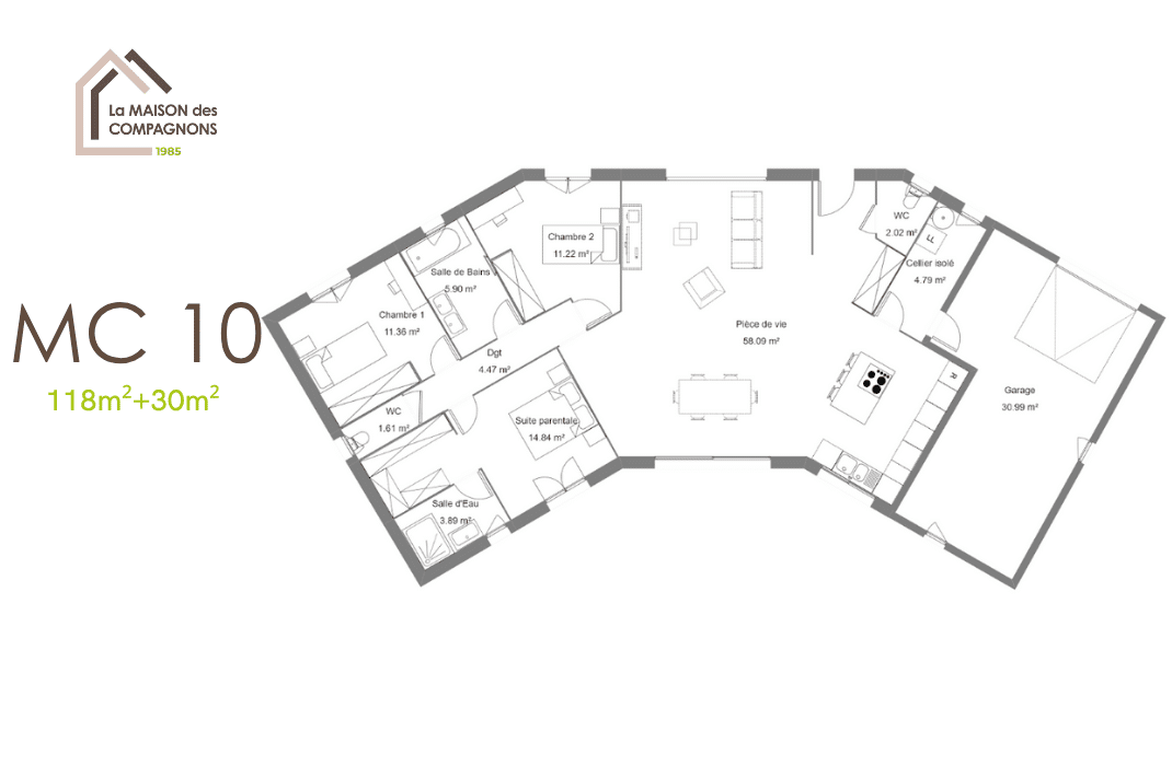 MC10 (4) - maison en v - modele maison - plan maison - construction maison - maison plain pied - maison plain pied moderne - maison clé en main - maison modele prix - constructeur de maison individuelle