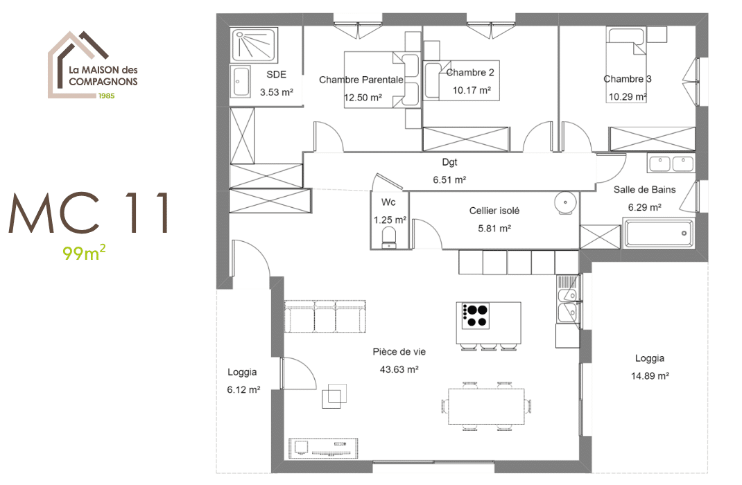 MC11 (3) - maison en l - plan maison en l - modele maison en l - maison plain pied - constructeur maison - constructeur de maison individuelle - constructeur maison isere - constructeur maison neuve - maison modele prix - maison passive - maison des compagnons
