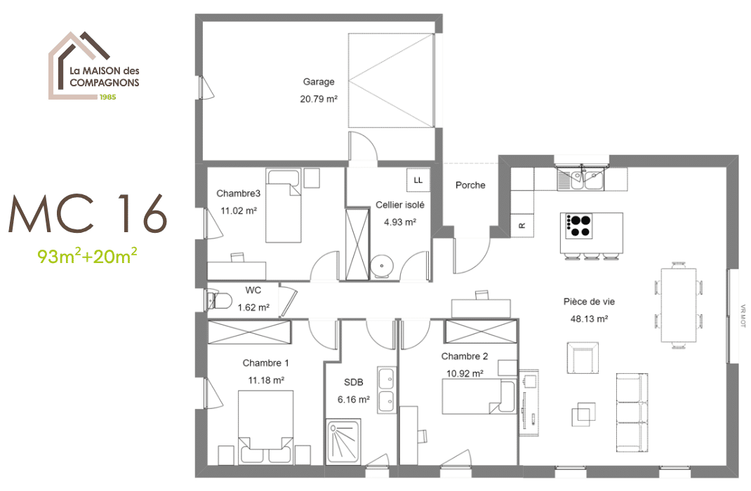 MC16 (3) - maison en L - plan maison en l - modele maison en l - maison l - la maison des compagnons - constructeur de maison individuelle - construction maison - maison biosourcée - maison économe - maison passive - modele de maison