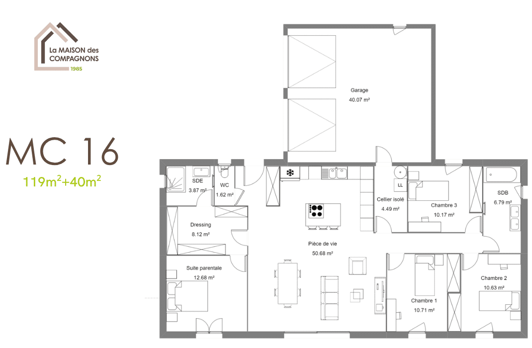 MC16 (4) - maison en L - plan maison en l - modele maison en l - maison l - la maison des compagnons - constructeur de maison individuelle - construction maison - maison biosourcée - maison économe - maison passive - modele de maison