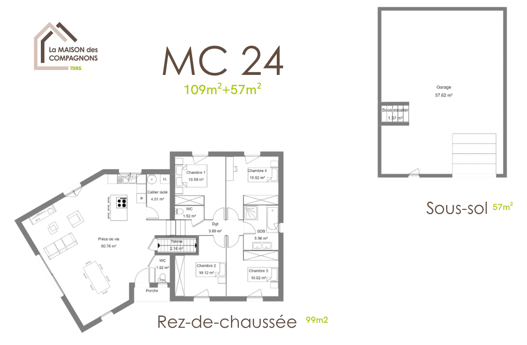 MC24 (3) - maison en y - modele maison - plan maison - la maison des compagnons - maison biosourcée - maison avec sous sol