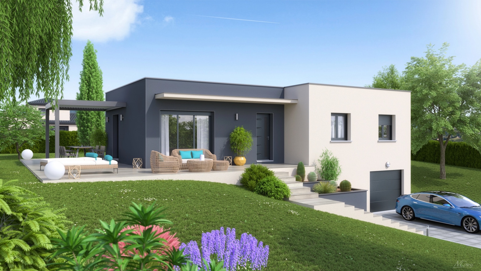 Maison moderne avec soussol Modèle MC30 — free download