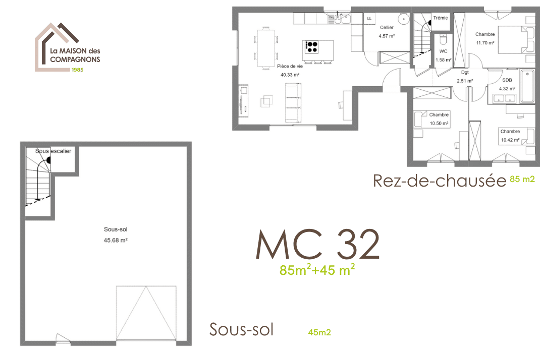 MC32 (1) - Maison à étage sur sous-sol - maison a etage avec sous sol - maison biosourcée - constructeur maison rhone alpes - modele maison - plan maison - modèle de maison - construction maison individuelle - maison avec patio