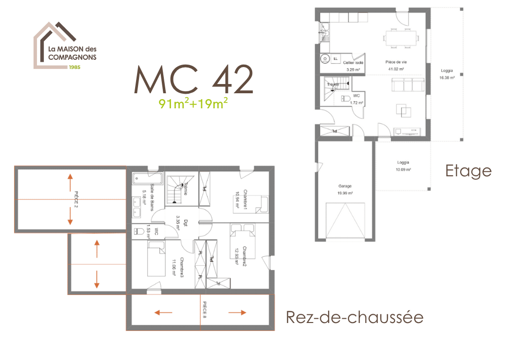MC42 (1) - Maison à étage et terrasse couverte - modele maison a étage - plan maison sur mesure - constructeur maison - maison clé en main - maison biosourcée - maison passive - construction de maison - maison modulable