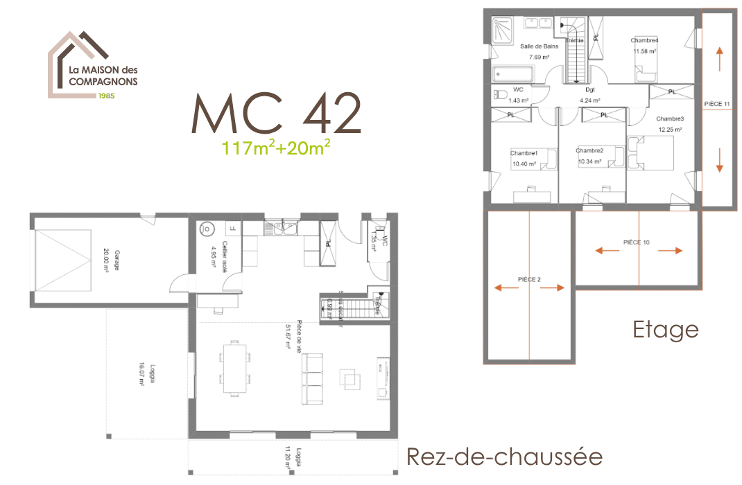 MC42 (4) - Maison à étage et terrasse couverte - modele maison a étage - plan maison sur mesure - constructeur maison - maison clé en main - maison biosourcée - maison passive - construction de maison - maison modulable
