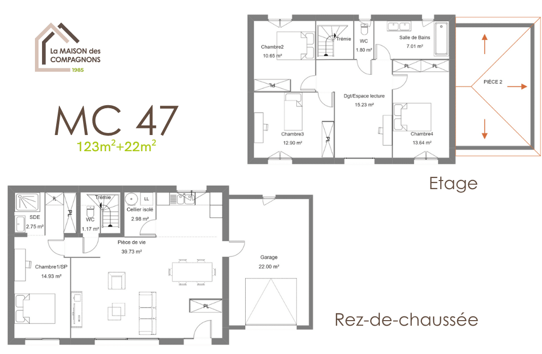MC47 (4) - maison à étage fonctionnelle - modèle de maison - maison avec garage - plan, aison a etage - maison économe - la maison des compagnons - constructeur de maison rhone alpes - maison sur mesure - maison catalogue - maison clé en main