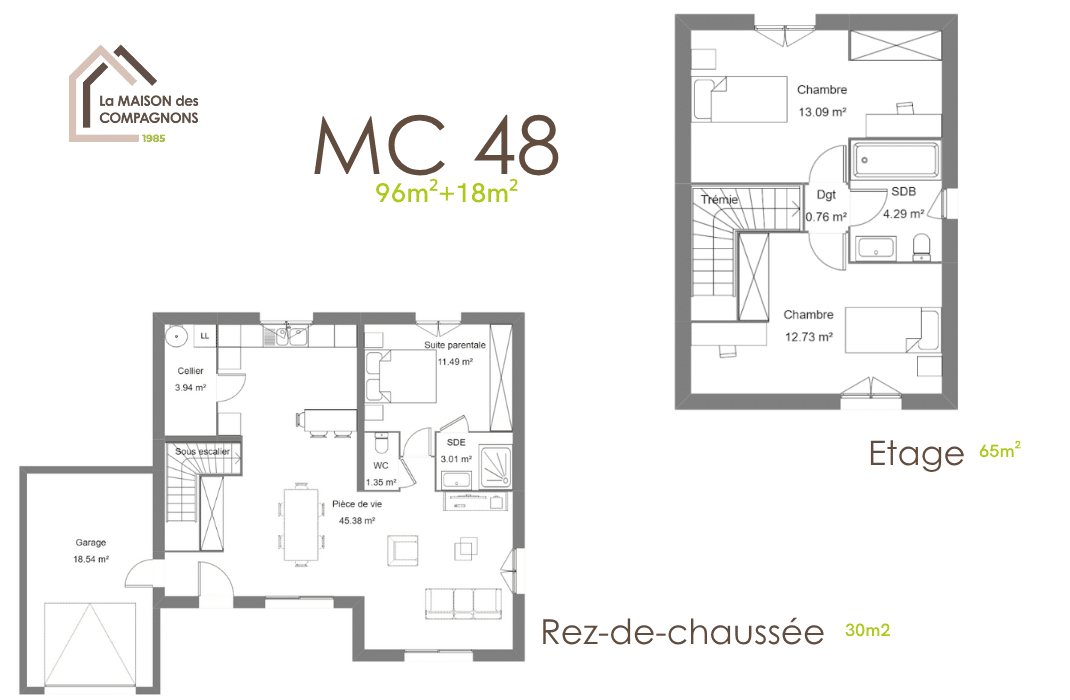 MC48 (1) - Maison à étage avec solarium - maison sur mesure - maison clé en main - construction maison - maison des compagnons - maison biosourcée - maison autonome - maison passive - modèle de maison