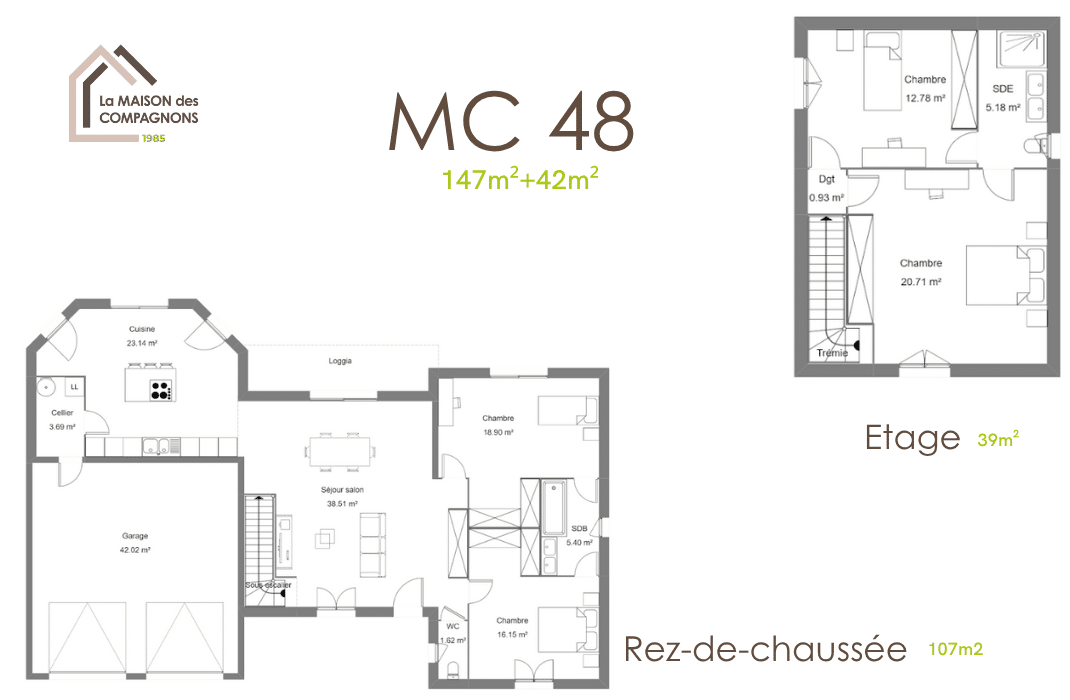 MC48 (5) - Maison à étage avec solarium - maison sur mesure - maison clé en main - construction maison - maison des compagnons - maison biosourcée - maison autonome - maison passive - modèle de maison