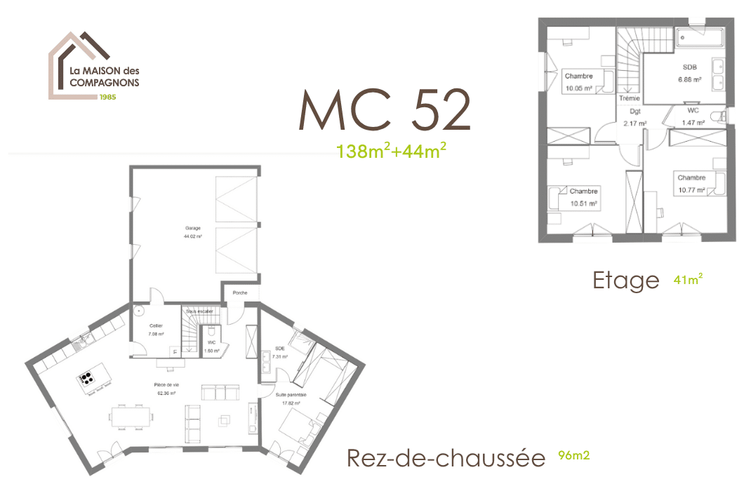 MC52 (2) - Maison à étage en Y - modele maison a etage - plan maison etage - maison clé en main - constructeur de maison individuelle - construction maison - etape construction maison - maison biosourcée