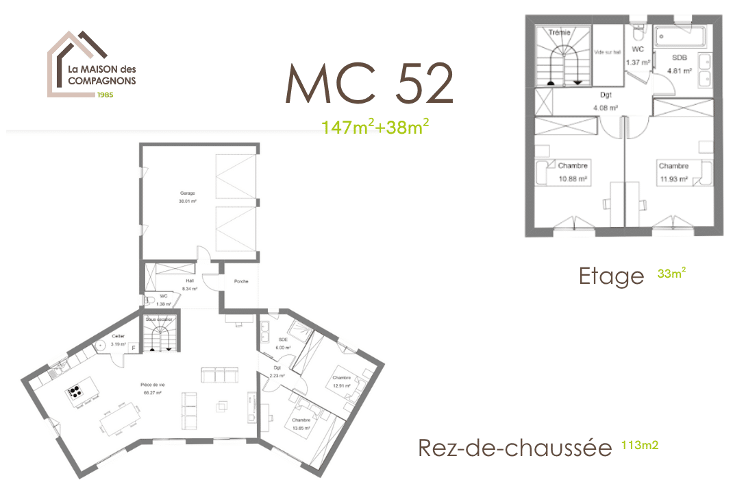 MC52 (3) - Maison à étage en Y - modele maison a etage - plan maison etage - maison clé en main - constructeur de maison individuelle - construction maison - etape construction maison - maison biosourcée