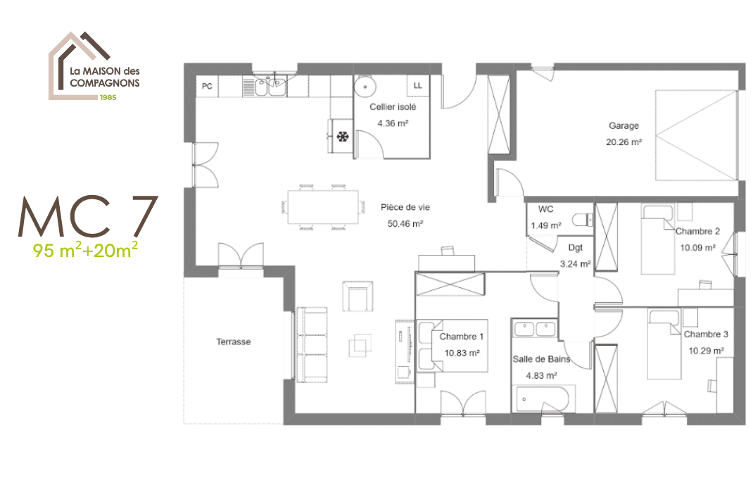 MC7 (3) - maison avec terrasse - plan maison - modele maison - constructeur maison - maison des compagnons - maison biosourcée - maison écoresponsable - économie d'énergie