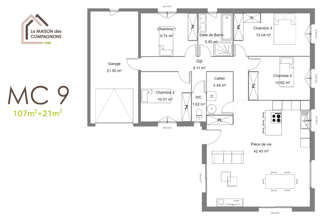 MC9 (3) - maison en l - plan maison - modele maison - maison des compagnons - constructeur rhone alpes - maison biosourcée - plan maison gratuit - maison economie energie