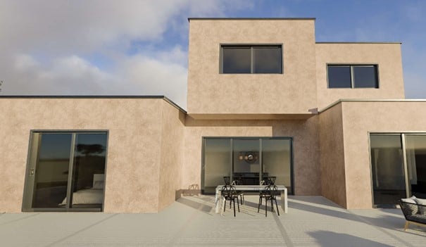 Enduit couleur G10 – Finition talochée (image issue du simulateur de façade PAREX LANKO)