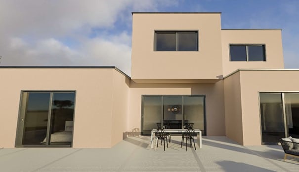Enduit couleur G 10 - Finition écrasée (image issue du simulateur de façade PAREX LANKO)