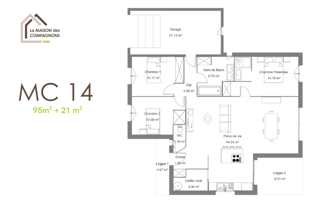 MC14 (1) - modele maison - modele de maison - plan maison - maison biosourcée - constructeur de maison individuelle - construction maison - constructeur maison - plan maison avec garage