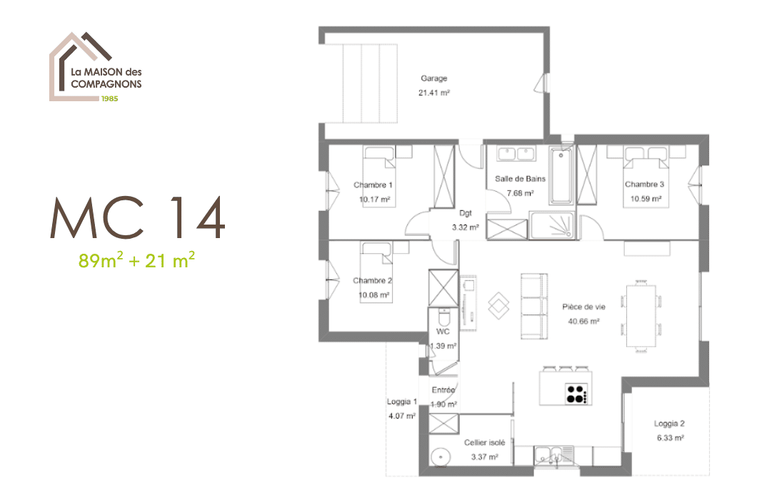 MC14 (2) - modele maison - modele de maison - plan maison - maison biosourcée - constructeur de maison individuelle - construction maison - constructeur maison - plan maison avec garage