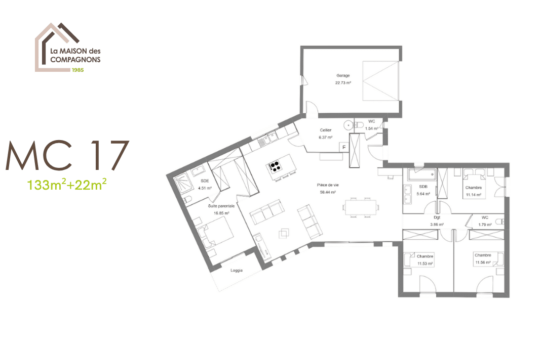 MC17 (5) - maison en y - plan maison en y - modele maison - constructeur maison rhone alpes - maison biosourcée - plan de maison - construction maison individuelle - maison des compagnons - idées maison